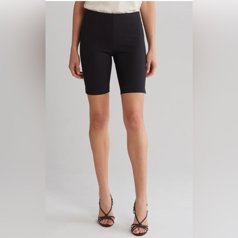 Theory Skinny Biker Shorts Black Precision Ponte M0227216 Womens Size P Petite